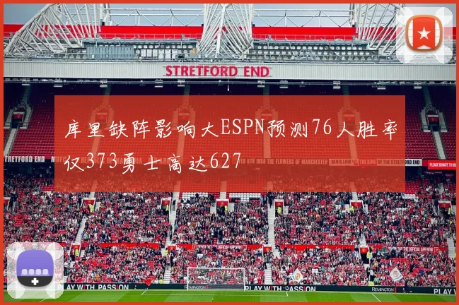 库里缺阵影响大ESPN预测76人胜率仅373勇士高达627